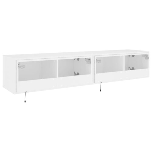 TV Wall Cabinets with LED 2pcs White 80x35x31cm - Image 11