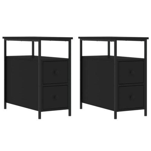 Bedside Cabinets 2pcs Black 30x60x60cm Engineered Wood