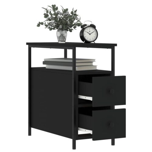 Bedside Cabinets 2pcs Black 30x60x60cm Engineered Wood - Image 4
