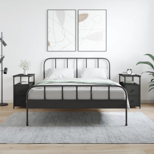 Bedside Cabinets 2pcs Black 30x60x60cm Engineered Wood - Image 12