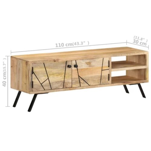 TV Cabinet 110x30x40cm Solid Mango Wood - Image 9