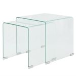 Two-Piece Nesting Table Set Tempered Glass Clear