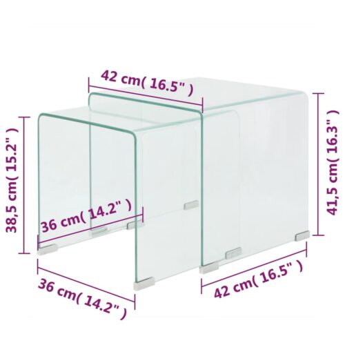 Two-Piece Nesting Table Set Tempered Glass Clear - Image 6