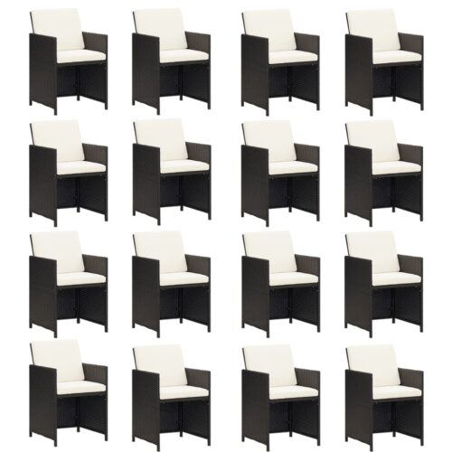 17-Piece Garden Dining Set with Cushions Poly Rattan Wicker Outdoor Patio Furniture Black - Image 6