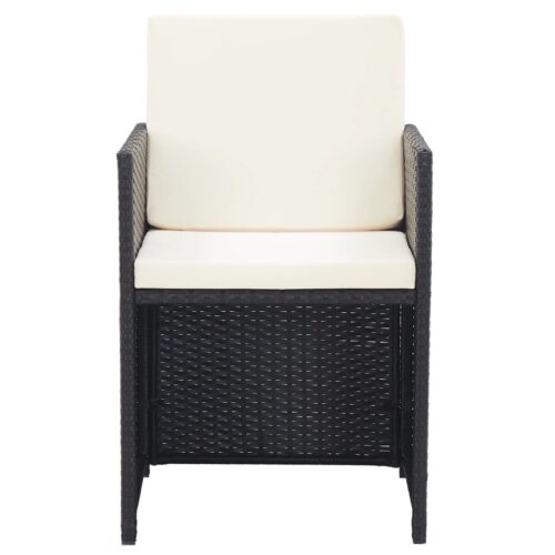 17-Piece Outdoor Dining Set with Cushions Poly Rattan Wicker Outdoor Patio Furniture Black - Image 8