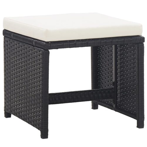 17-Piece Outdoor Dining Set with Cushions Poly Rattan Wicker Outdoor Patio Furniture Black - Image 11