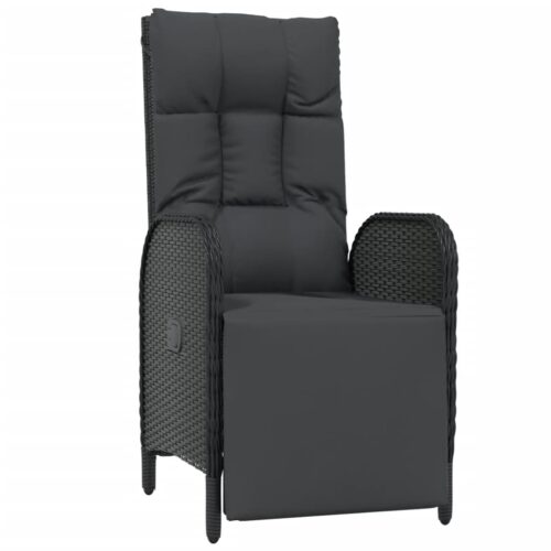 7-Piece Garden Dining Set with Cushions Black Grey Poly Rattan Wicker Outdoor Patio Furniture - Image 5