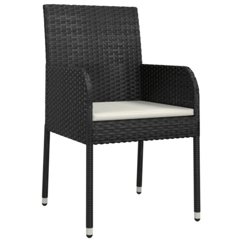 7-Piece Garden Dining Set with Cushions Black Poly Rattan Wicker Outdoor Patio Furniture - Image 5