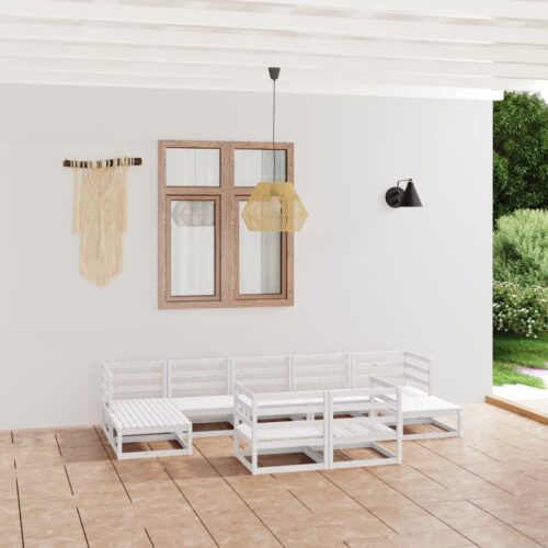 9-Piece Garden Lounge Set Pine Wood Outdoor Patio Furniture - Image 2