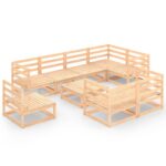 9-Piece Garden Lounge Set Pine Wood Outdoor Patio Furniture
