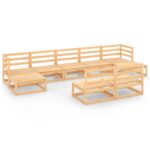 9-Piece Garden Lounge Set Pine Wood Outdoor Patio Furniture