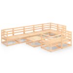 9-Piece Garden Lounge Set Pine Wood Outdoor Patio Furniture
