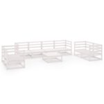 9-Piece Garden Lounge Set White Pine Wood Outdoor Patio Furniture