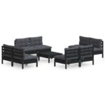9-Piece Garden Lounge Set with Anthracite Cushions Pine Wood Outdoor Patio Furniture