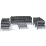 8-Piece Garden Lounge Set with Cushions Pine Wood Outdoor Patio Furniture