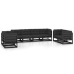 8-Piece Garden Lounge Set with Cushions Pine Wood Outdoor Patio Furniture