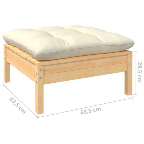 9-Piece Garden Lounge Set with Cream Cushions Pine Wood Outdoor Patio Furniture - Image 7