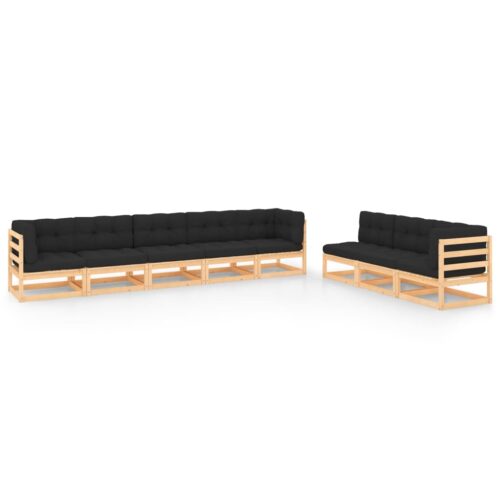 8-Piece Garden Lounge Set with Cushions Pine Wood Outdoor Patio Furniture