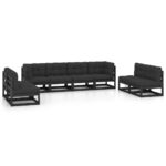 8-Piece Garden Lounge Set with Cushions Pine Wood Outdoor Patio Furniture