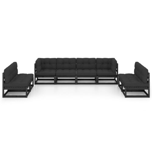 8-Piece Garden Lounge Set with Cushions Pine Wood Outdoor Patio Furniture - Image 3