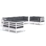 8-Piece Garden Lounge Set with Cushions Pine Wood Outdoor Patio Furniture