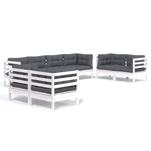 8-Piece Garden Lounge Set with Cushions Pine Wood Outdoor Patio Furniture