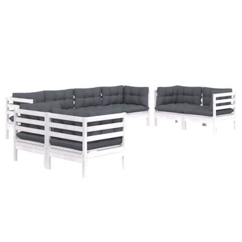 8-Piece Garden Lounge Set with Cushions Pine Wood Outdoor Patio Furniture - Image 3