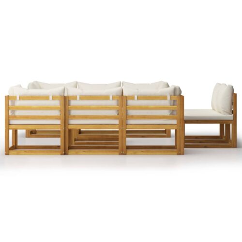 9-Piece Garden Lounge Set with Cushion Cream Acacia Wood Timber Outdoor Patio Furniture - Image 3