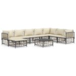 9-Piece Garden Lounge Set with Cushions Anthracite Poly Rattan
