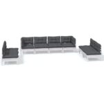 8-Piece Garden Lounge Set with Cushions Pine Wood Outdoor Patio Furniture