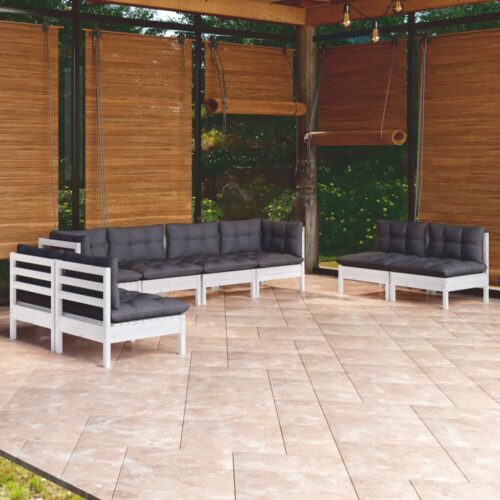 8-Piece Garden Lounge Set with Cushions Pine Wood Outdoor Patio Furniture - Image 2