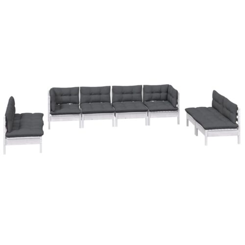 8-Piece Garden Lounge Set with Cushions Pine Wood Outdoor Patio Furniture - Image 3