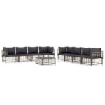 9-Piece Garden Lounge Set with Cushions Anthracite Poly Rattan