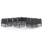 9-Piece Garden Lounge Set with Cushions Anthracite Steel Outdoor Patio Furniture