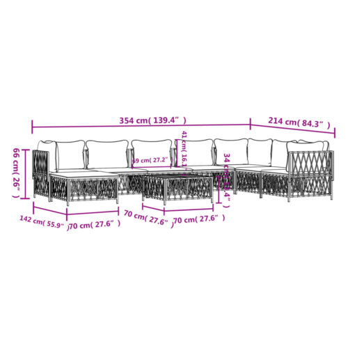 9-Piece Garden Lounge Set with Cushions Anthracite Steel Outdoor Patio Furniture - Image 10