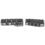 9-Piece Garden Lounge Set with Cushions Anthracite Steel Outdoor Patio Furniture