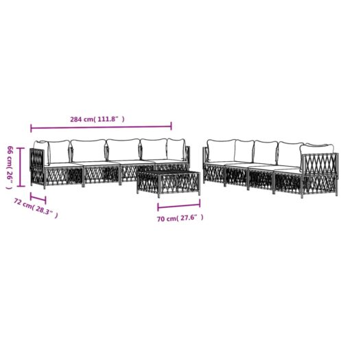 9-Piece Garden Lounge Set with Cushions Anthracite Steel Outdoor Patio Furniture - Image 9