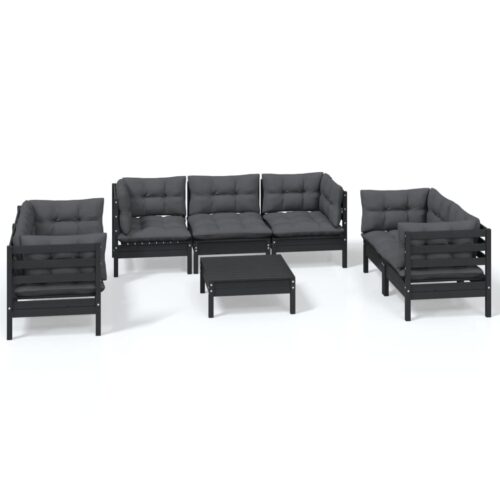 8-Piece Garden Lounge Set with Cushions Pine Wood Outdoor Patio Furniture