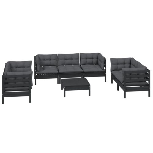 8-Piece Garden Lounge Set with Cushions Pine Wood Outdoor Patio Furniture - Image 3