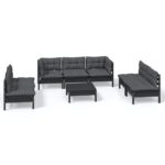 8-Piece Garden Lounge Set with Cushions Pine Wood Outdoor Patio Furniture