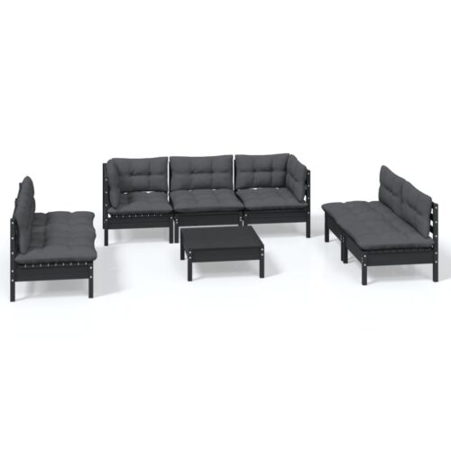 8-Piece Garden Lounge Set with Cushions Pine Wood Outdoor Patio Furniture