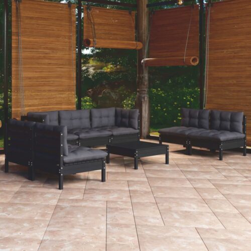 8-Piece Garden Lounge Set with Cushions Pine Wood Outdoor Patio Furniture - Image 2