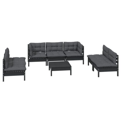 8-Piece Garden Lounge Set with Cushions Pine Wood Outdoor Patio Furniture - Image 3