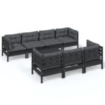 8-Piece Garden Lounge Set with Cushions Pine Wood Outdoor Patio Furniture