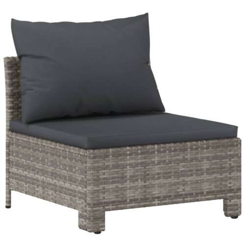 9-Piece Garden Lounge Set with Cushions Grey Poly Rattan Wicker Outdoor Patio Furniture - Image 7