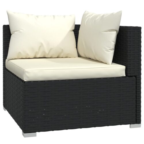 9-Piece Garden Lounge Set with Cushions Poly Rattan Wicker Outdoor Patio Furniture Black - Image 3