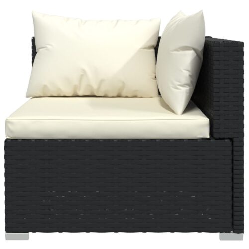 9-Piece Garden Lounge Set with Cushions Poly Rattan Wicker Outdoor Patio Furniture Black - Image 4