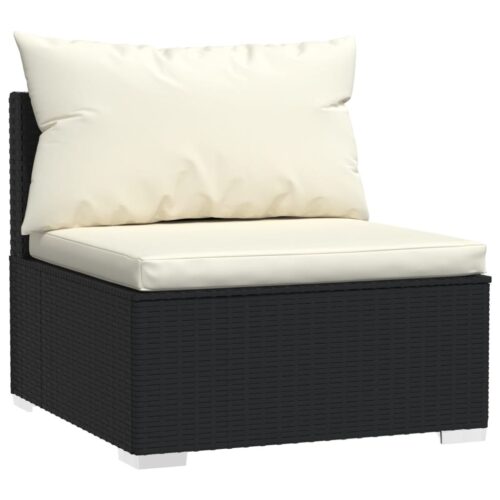 9-Piece Garden Lounge Set with Cushions Poly Rattan Wicker Outdoor Patio Furniture Black - Image 5