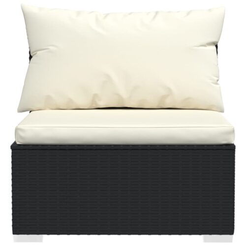 9-Piece Garden Lounge Set with Cushions Poly Rattan Wicker Outdoor Patio Furniture Black - Image 6