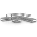 8-Piece Garden Lounge Set Grey Pine Wood Outdoor Patio Furniture